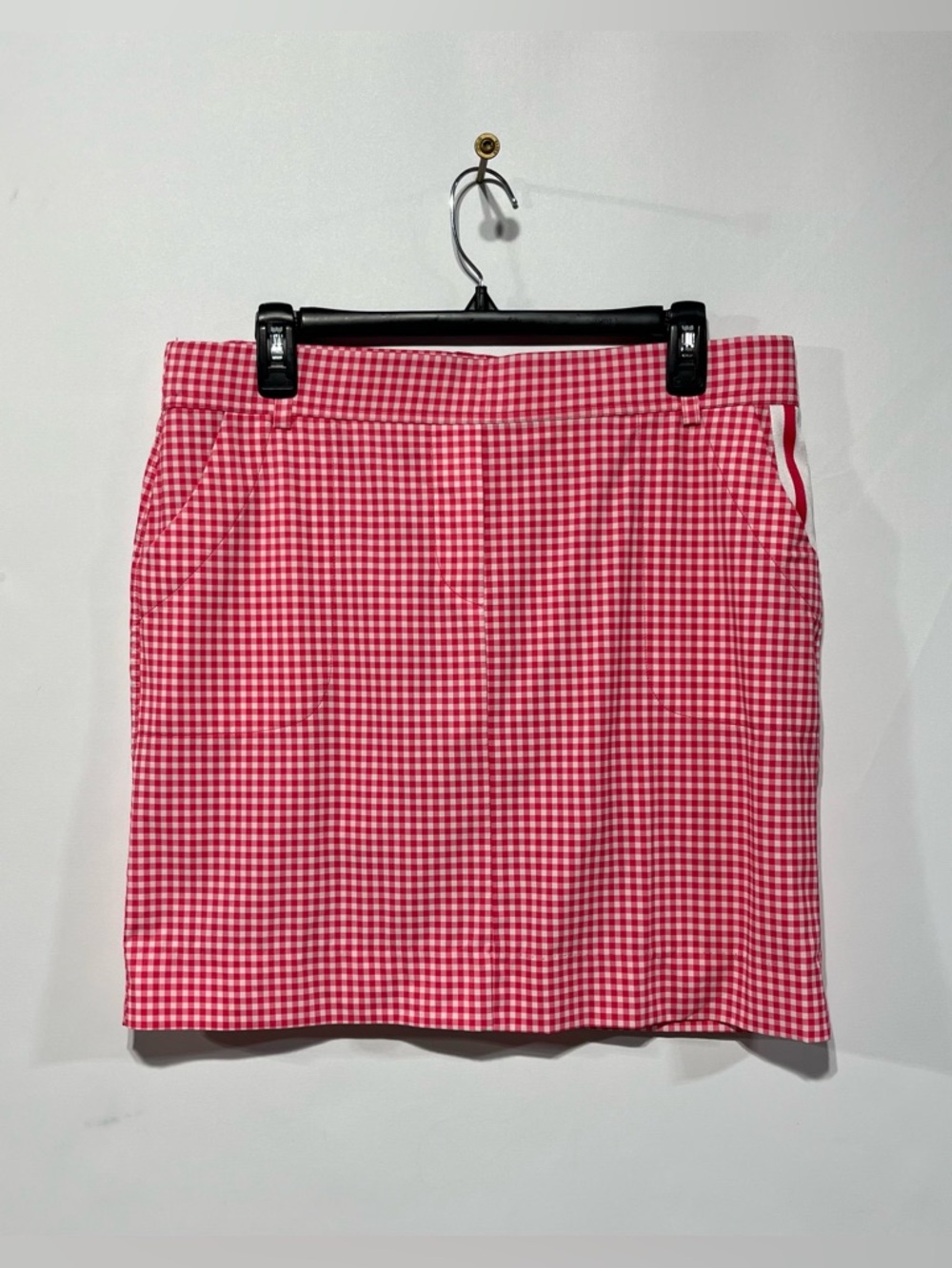 Belyn‎ Key Pink and White Gingham Mini Skort/Skirt Size Medium Nwot